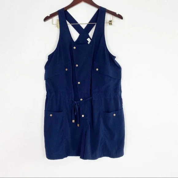 Anthropologie Elevenses Dree Utility Romper Blue - Picture 3 of 6